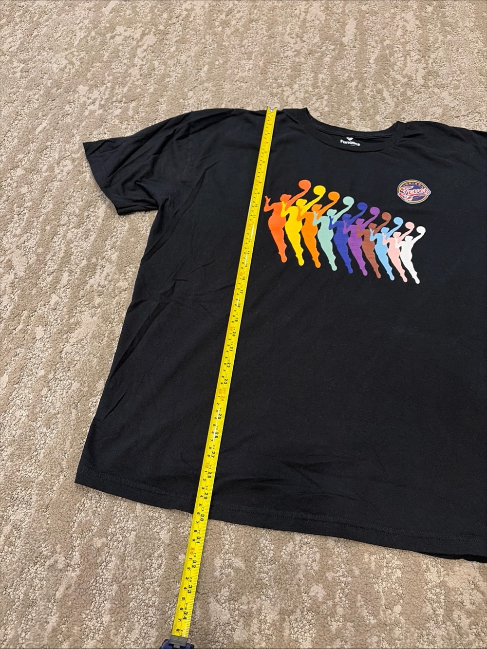 Indiana Fever WNBA 3XL Unisex Basketball Black Graphic T-Shirt Rainbow - Picture 7 of 10